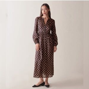 Doen Floral Long Sleeve Dress - Black and Brown